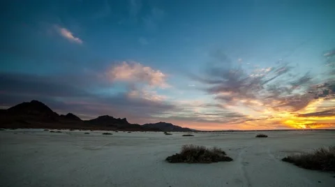 Sunset Over Salt Flats 4K Time Lapse Stock Footage 45767717