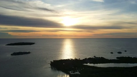Sunset over San Bernardo Archipelago with islands Stock Footage 329596423