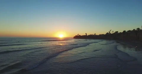 Sunset over San Diego Beach - 4K - Panning Stock Footage 54179924
