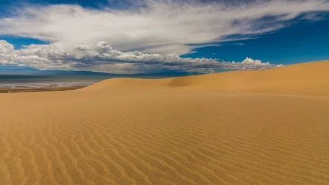 Sunset over the sand dunes in the desert Stock Footage 90796159