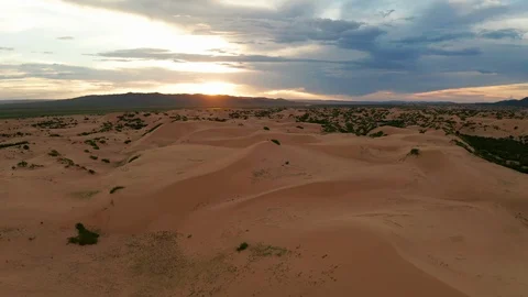 Sunset over the sand dunes in the desert Stock Footage 113260258
