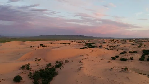Sunset over the sand dunes in the desert Stock Footage 117349346