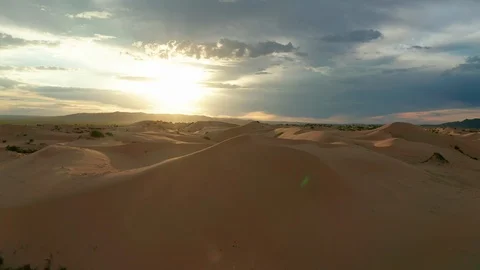 Sunset over the sand dunes in the desert Stock Footage 123138022