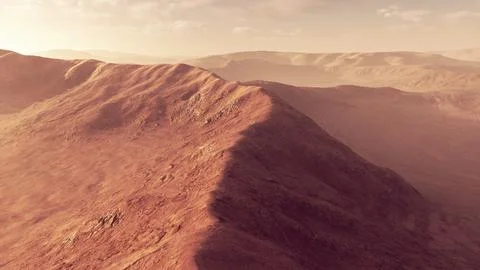 Sunset over the sand dunes in the desert. Aerial view Stock Illustration