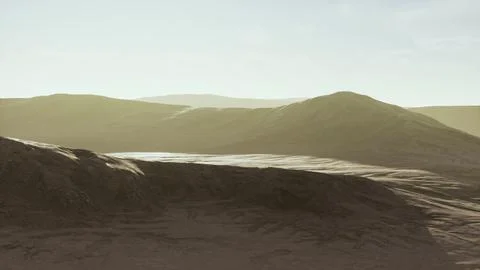 Sunset over the sand dunes in the desert. Aerial view Stock Illustration