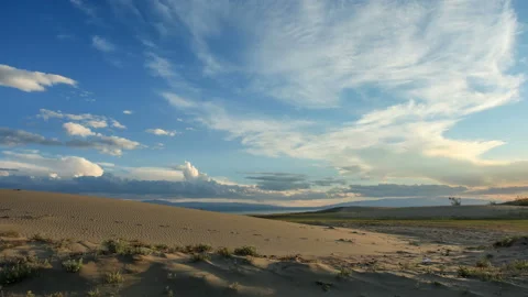 Sunset over the Sands Mongol Els, Mongolia. Full HD Stock Footage 94647977