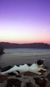 Sunset over santorini Stock Photos