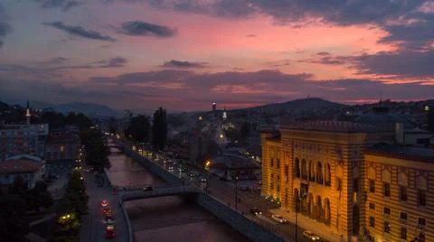 Sunset over Sarajevo Stock Photos