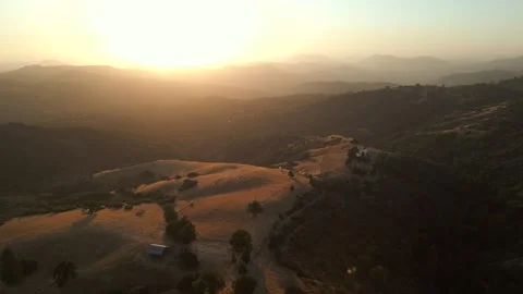 Sunset over Scenic Sequoia National Forest California Drone Aerial Footage Stock Footage 335426073