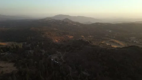Sunset over Scenic Sequoia National Forest California Drone Aerial Footage Stock Footage 335426138