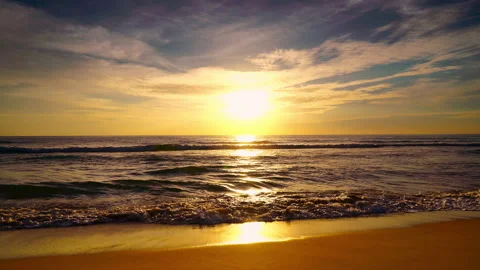 Sunset in over sea and clouds	 Stock Footage 204960048