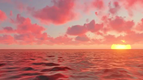 Sunset over the sea and moving clouds Stock Footage 225658832