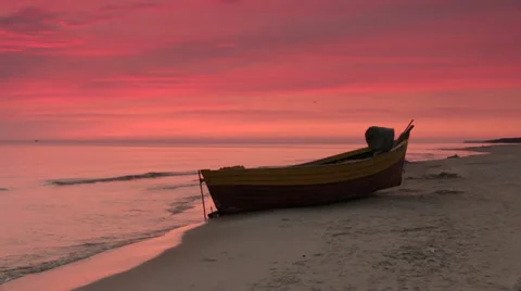 Sunset over the sea, Baltic beach Stock Footage 32594326