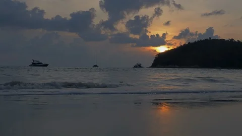 Sunset over the sea bay. Stock Footage 121004794