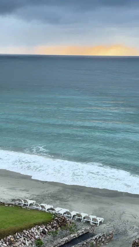 Sunset over sea from beach in Punta de Mita, Nayarit, Mexico during twilight Stock Footage 342351126