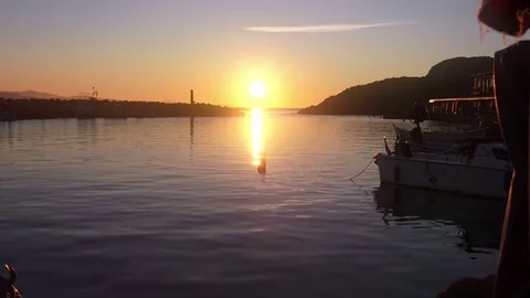 Sunset over sea, Behramkale, Turkey Stock Footage 84457557