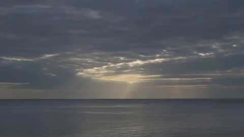 Sunset over the sea on a cloudy summer day, Izu Peninsula, Japan Stock Footage 118485242