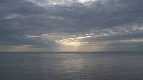 Sunset over the sea on a cloudy summer day, Izu Peninsula, Japan Stock Footage 118485298