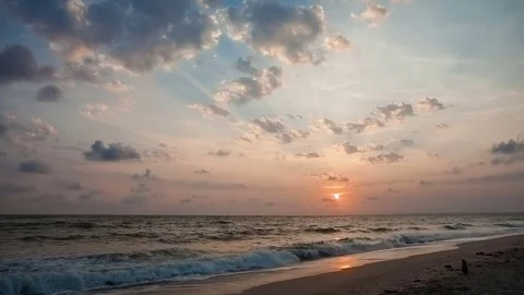 Sunset over the sea coast Video stock 72903597