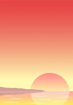 Sunset over the sea with coast Illustrazione stock