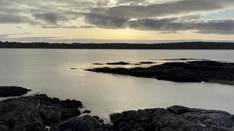 Sunset over the sea on the corral beach, Ireland Stock Footage 314711937