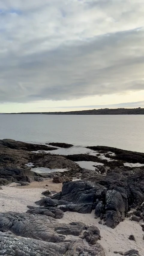 Sunset over the sea on the corral beach, Ireland Stock Footage 314711938