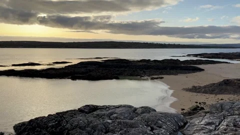 Sunset over the sea on the corral beach, Ireland Stock Footage 314711939