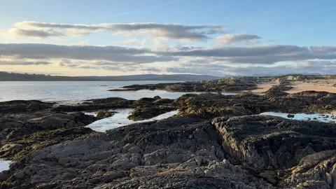 Sunset over the sea on the corral beach, Ireland Stock Footage 314711953