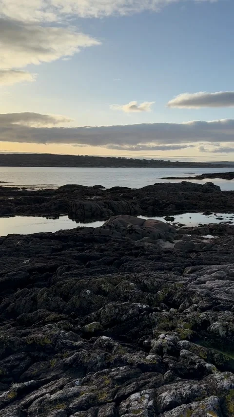 Sunset over the sea on the corral beach, Ireland Stock Footage 314711955
