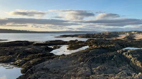 Sunset over the sea on the corral beach, Ireland Stock Footage 314711963