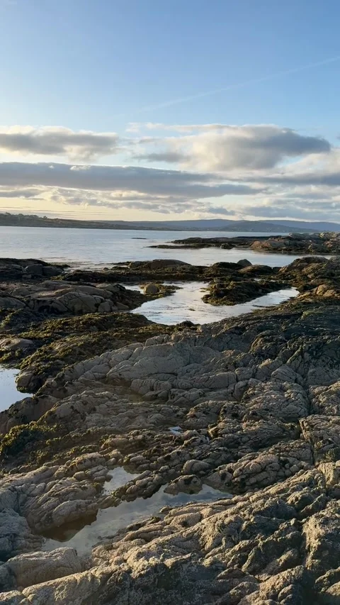Sunset over the sea on the corral beach, Ireland Stock Footage 314711976