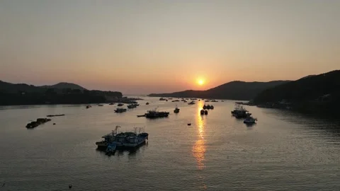 Sunset over the sea, drone shot Video stock 303883720