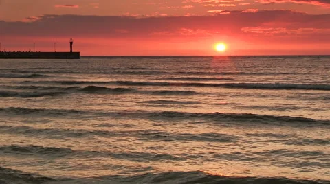 Sunset over the sea Stock Footage 32594676