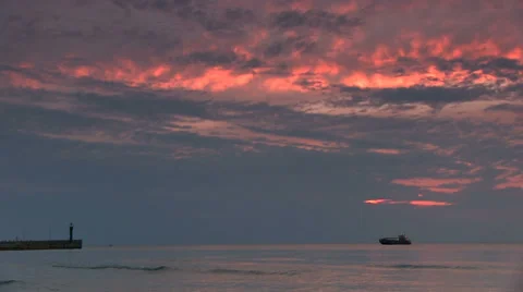 Sunset over the sea Stock Footage 32594705