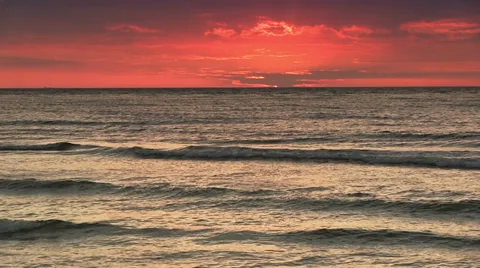 Sunset over the sea Stock Footage 32594778
