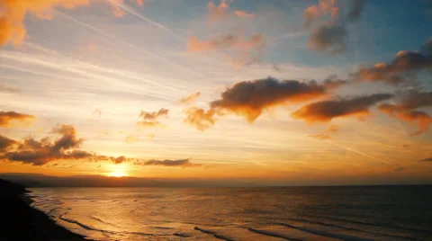 Sunset over the sea Stock Footage 58499358