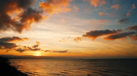 Sunset over the sea Stock Footage 58500359