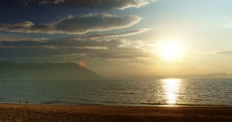 Sunset over the sea Stock Footage 246886450