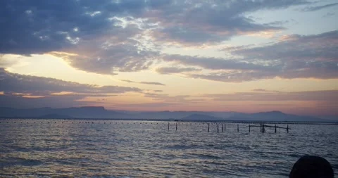 Sunset over the sea Stockbeeldmateriaal 246886492