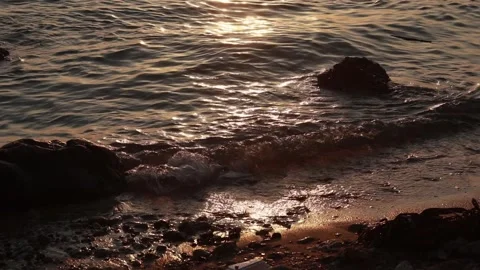 Sunset Over Sea with Gentle Waves Stock Footage 290091623