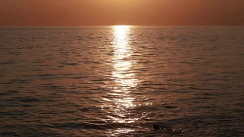 Sunset Over Sea with Gentle Waves Stock Footage 290092119