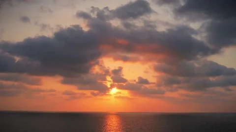 Sunset over the sea horizon Stock Footage 236535097
