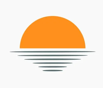 Sunset over sea icon. Vector illustration. Stock Illustration