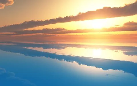 Sunset over the sea Stock Illustration