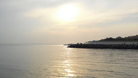 Sunset over the sea, landscape Stock Footage 129107590