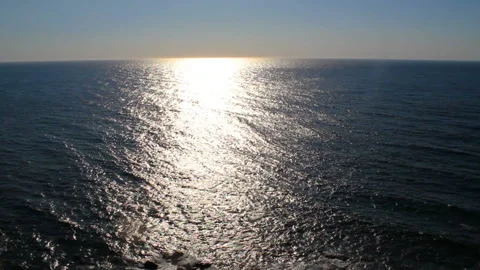 Sunset over the sea, light reflection on water Stock Footage 139566028