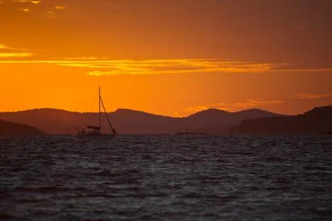 Sunset over sea Stock Photos