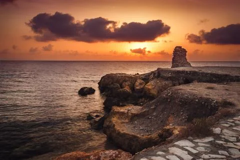 Sunset over the sea Stock Photos