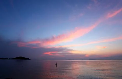 Sunset over sea Stock Photos