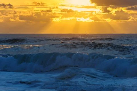 Sunset over sea Stock Photos